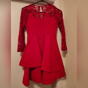 Rare Editions Girls Red Lace Dress